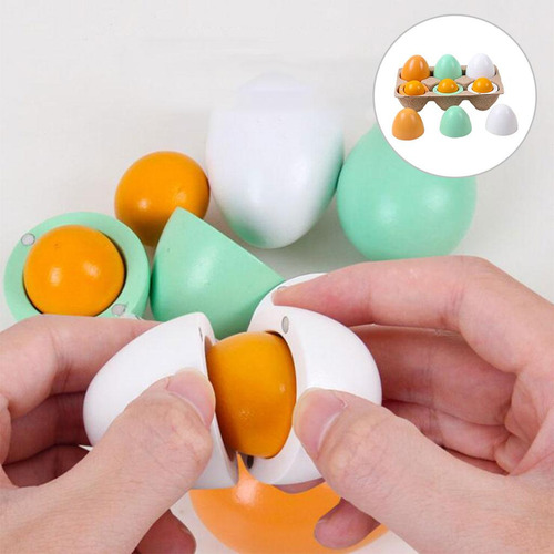 6x Huevos De Madera Educación Temprana Cocina Juegos De