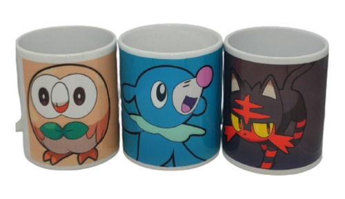 Tazas Pokemon Set Iniciales Alola Litten Rowlet Popplio