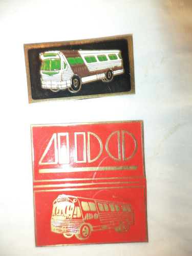 2 Vintage (c. 1970) Plaquitas De Autobuses Ado