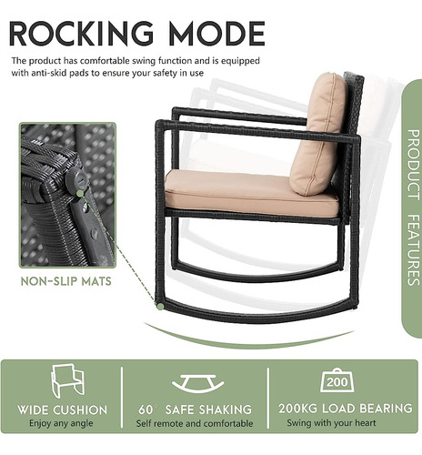 ~? Fdw Wicker Patio Furniture Outdoor Bistro Set, Mecedora,