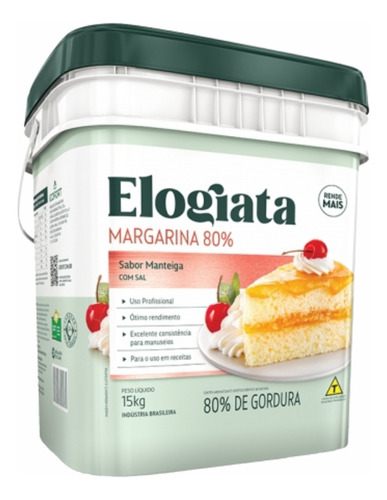 Margarina 80% Lipídios Elogiata Balde 15kg 