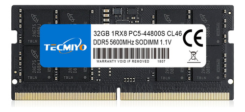 Memoria Ram Tecmiyo Ddr5-5600 Sodimm De 32 Gb Para Ordenador