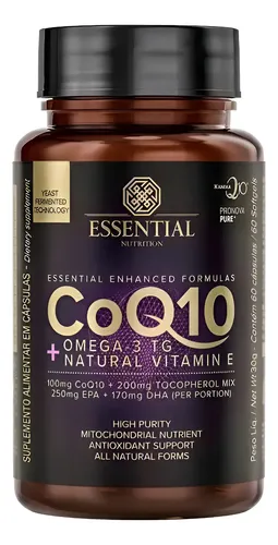 Coq 10 Omega 3 Tg Essential Nutrition Coenzima Q10 60 Caps