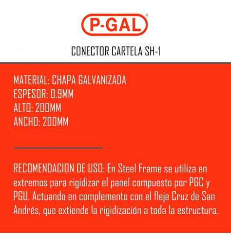 Conector Cartela Sh-1 X Unidad Steel Framing