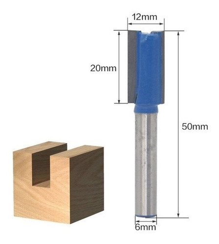 Imagem 2 de 2 de Fresa Reta Para Tupia Haste 6mm Corte 12mm X 20mm