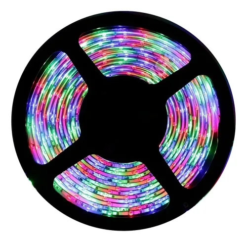 Foto real de Promocao 10m Fita 3528 RGB Cf5a Controle e Amplificador