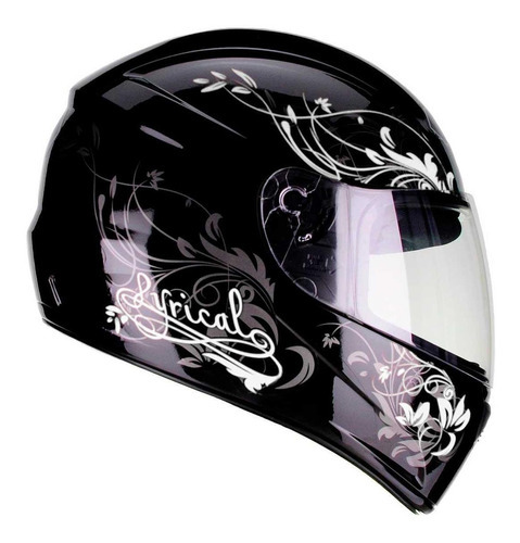 Capacete Moto Feminino Fly F9 Lyrical Com Viseira Fume Extra Cor Preto Brilhante Branco Tamanho do capacete 60