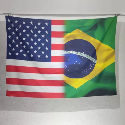 Bandeira Dos Estados Unidos Da América Eua E Brasil Amizade