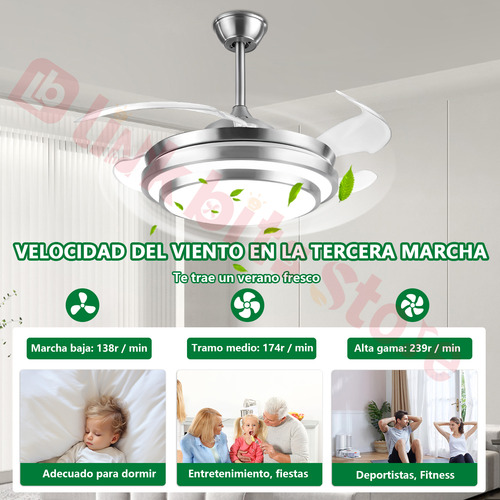 Ventilador De Techo Megaluz Moderna F500vl01a Con Luz