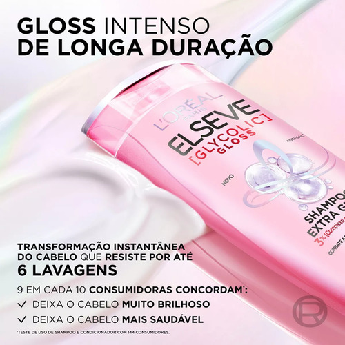 Elseve Glycolic Gloss Shampoo, Cond, Máscara E Acidificante