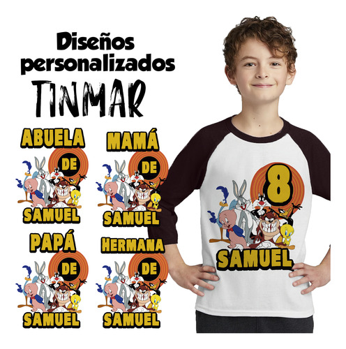 Kit 3 Playeras Raglan 3/4 Looney Tunes Cumpleaños #v22