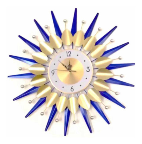 Reloj Pared 3d Nordico Sol Azul 70cm Gold Moderno
