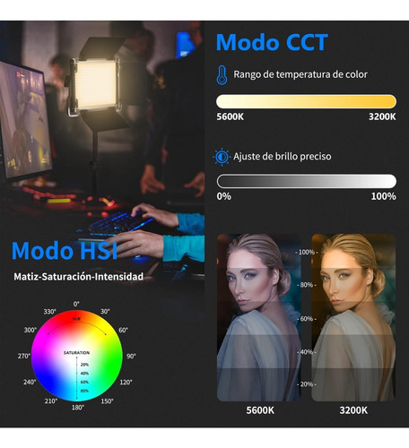 Neewer 660 Pro Rgb Panel Led Video Luz App Control Soporte Negro Rgb