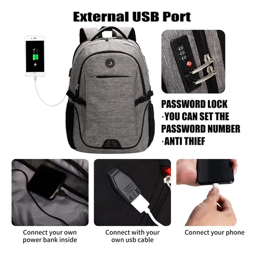 Mochila Shrradoo Portalaptop , Usb + Candado Incorporado