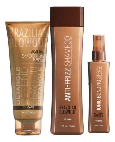Kit Shampoo Serum Y Spray Brazilian Blowout Sin Sal