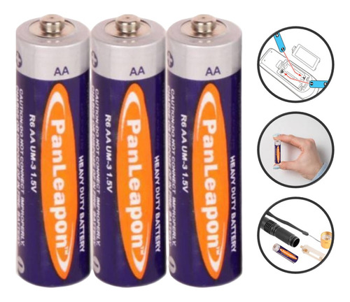 Pilhas Aa 1.5v Econômicas Para Uso Diário Kit Com 3 Unidades