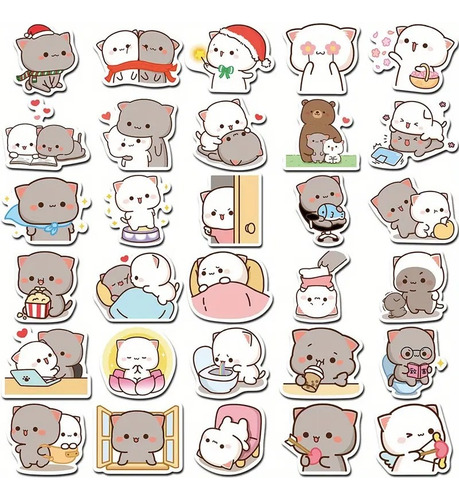 Pack 60 Stickers Gato Blanco