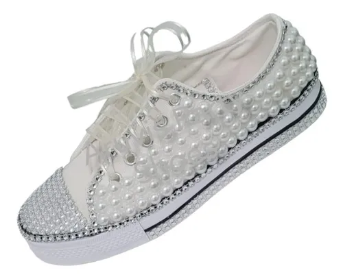 Zapatillas de encaje blancas clearance