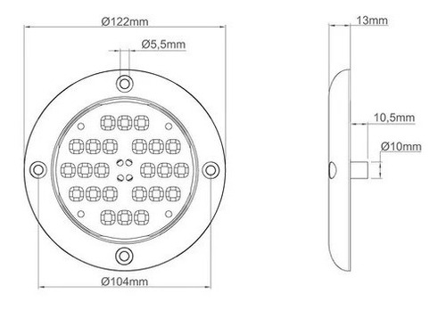 Luz Subaquática Com 24 Led's Azul Corpo Em Bronze Naval