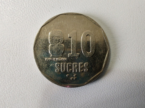 Moneda Ecuador 10 Sucres 1991 Venus De Valdivia (&312 (Usado)
