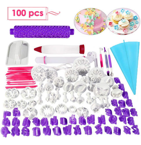 Kit Para Decoración De Pastel 100 Moldes Cortadores