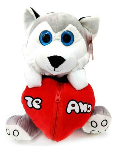 Peluche Perro 3 Razas Con Corazon 20cm- 10287 Color Gris