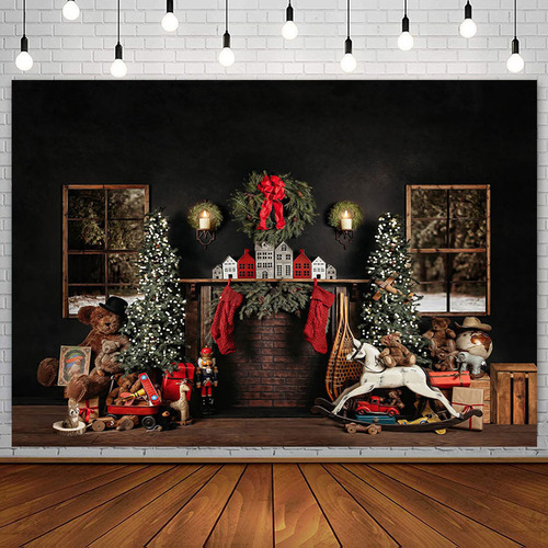 Fondo De Fotografía Interior De Juguete De Oso De Navidad