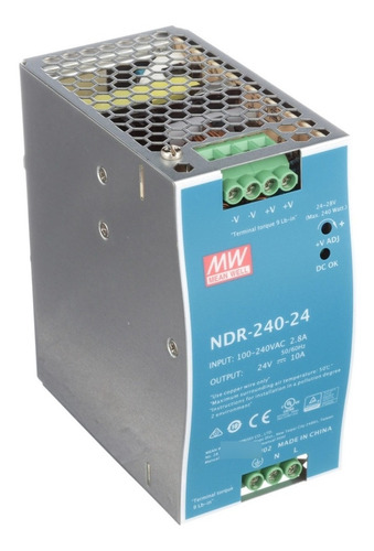 Imagen 2 de 3 de Fuente De Poder 24vdc 10amp Inp 90-264v Meanwell Ndr-240-24