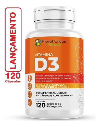 Vitamina D3 120 Cápsulas 2.000 Ui Por Cápsula Floral Ervas