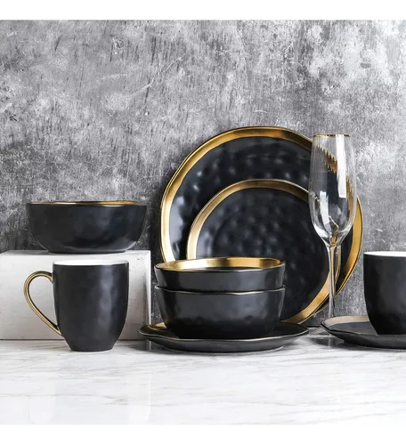 Vajillas negras modernas new arrivals