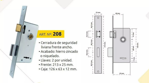 Imagen 2 de 2 de Cerradura Prive 208 color plateado acabado zincado