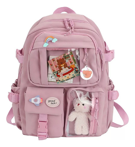 Mochila Para Adolescentes Con Bonitos Accesorios De Felpa Ka