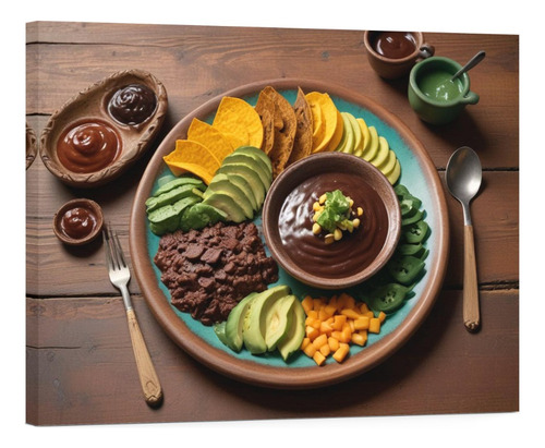 Cuadro Decorativo Canvas Frijoles Y Totopos En Plato 135x90
