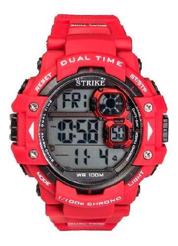 Reloj pulsera Strike Watch YP13609 RED, digital, para hombre, fondo gris, con correa de resina color rojo, bisel color rojo