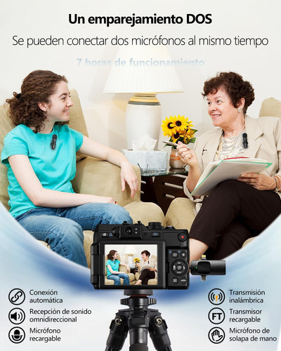 2pzs Micrófono De Solapa Inalámbrico Bluetooth 3 En 1