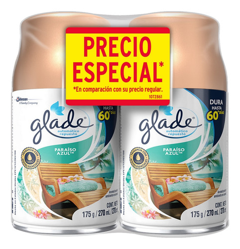 Ambientador Glade Automático Repuesto X2 Unidades 350 Gr