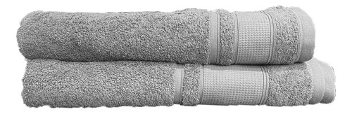 Set De Toalla Y Toallón Arco Iris 600grs Baño Algodón 100% Color Gris Titanio