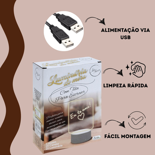 Kit 2 Luminárias Led De Escrever Com Caneta Lousa Mesa