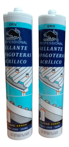 Silicona Tapagotera Gris Sellante Acrilico Tubo 280ml Pak 2u