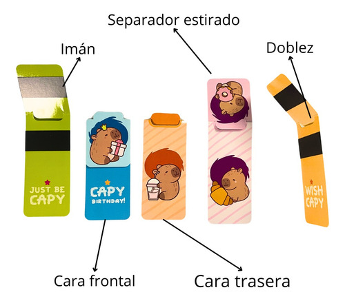 Separadores Magnéticos Para Libro Set De 5 Diseños Distintos Capibara Capibara