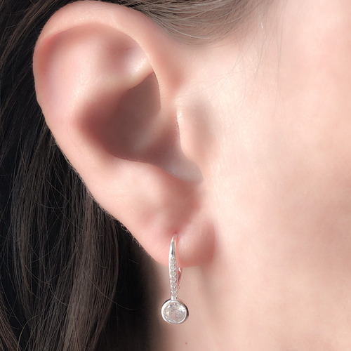 Aros Colgantes Plata 925 Con Piedra (n380347)