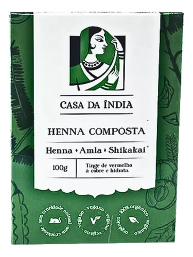 Henna Pó Composta Indiana 100% Puranatural Vegana Casa Índia