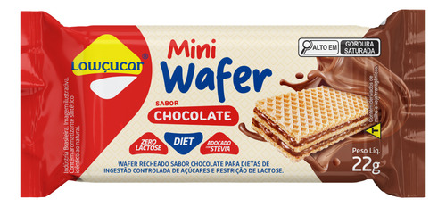Mini Wafer De Chocolate Diet Lowçucar 22g Caixa Com 20 Unid.