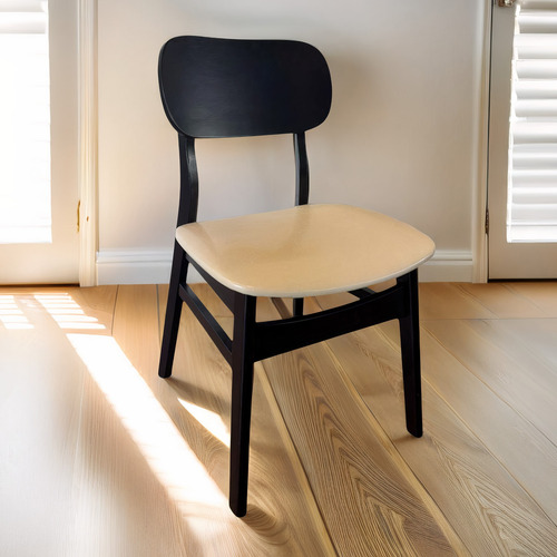 2 Sillas De Comedor Madera Cojines De Cuero Blanco,rústico Liberty Negro Blanco