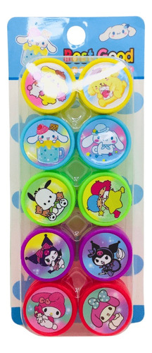 Set 10 Timbres Sellos Infantiles Kuromi Melody Cinnamoroll 