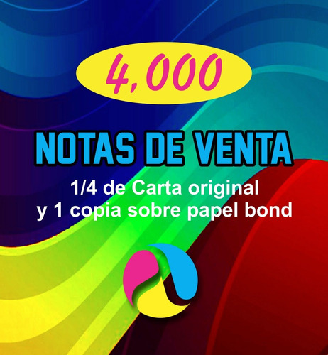 4000 Notas 1/4 De Carta Original 1 Copia Papel Bond Y Folio