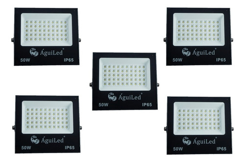 Reflector Led 50w Luz Blanca Fria Paquete 5 Piezas 110 Volts Color de la carcasa Negro Color de la luz Blanco frío 110V/220V