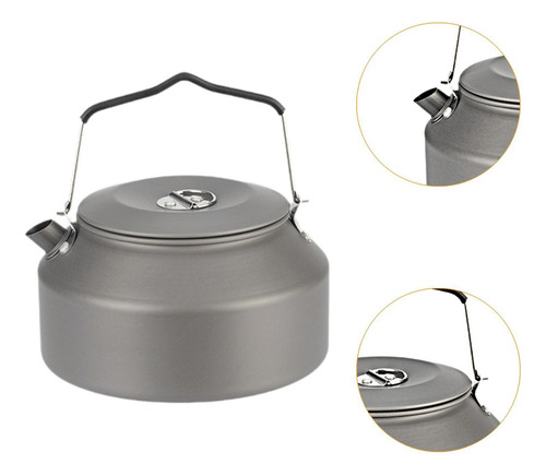 Tetera De Aluminio Portátil Para Aventuras Al Aire Gris