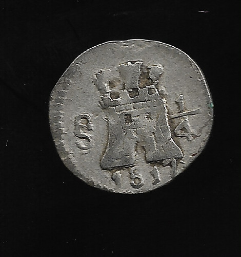  Chile 1/4  Real 1817 Plata Km# 73 Mb