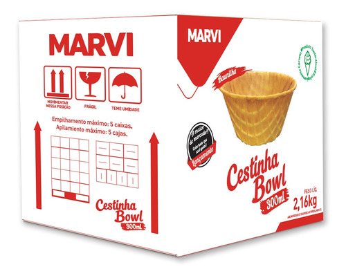 Cestinha Bowl 300ml Pote Comestível Açaí C/120 Un Marvi